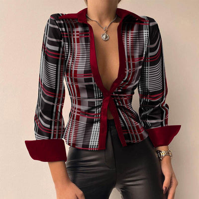 ALEJANDRA| Blusa de mujer con cuello en V - Cuero sintético