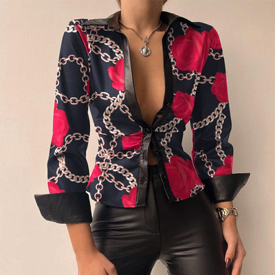 ALEJANDRA| Blusa de mujer con cuello en V - Cuero sintético