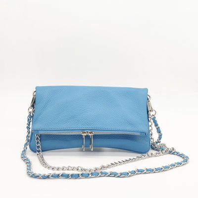 Bolso flap de piel lisa con doble cadena