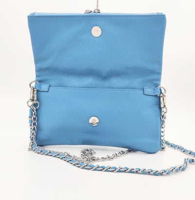 Bolso flap de piel lisa con doble cadena