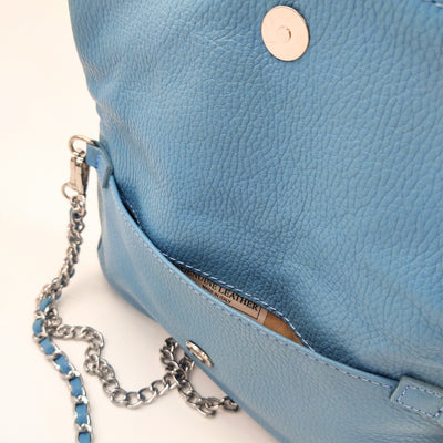 Bolso flap de piel lisa con doble cadena