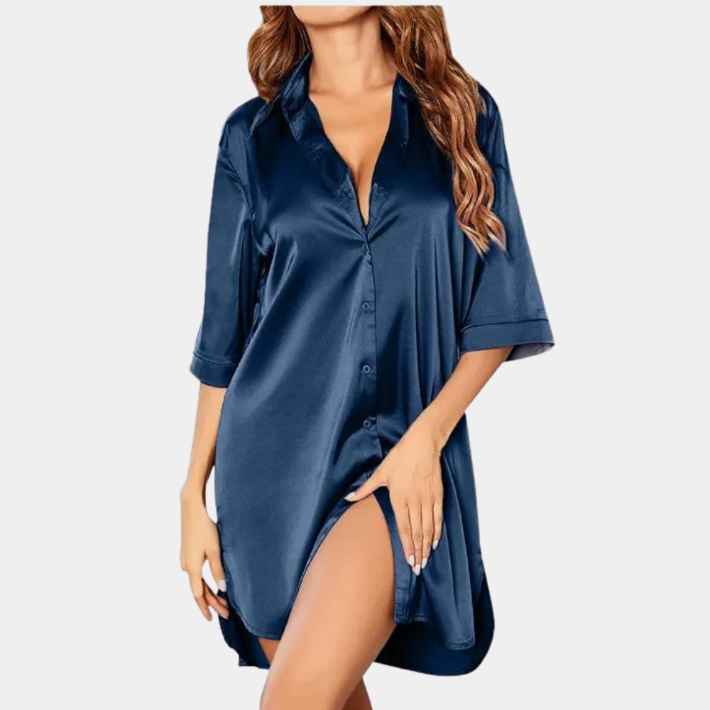 Camisón de satén con botones para mujer