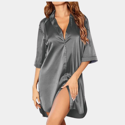 Camisón de satén con botones para mujer