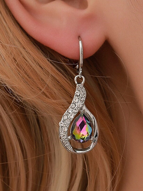 Pendientes de circonita con diseño floral en plata