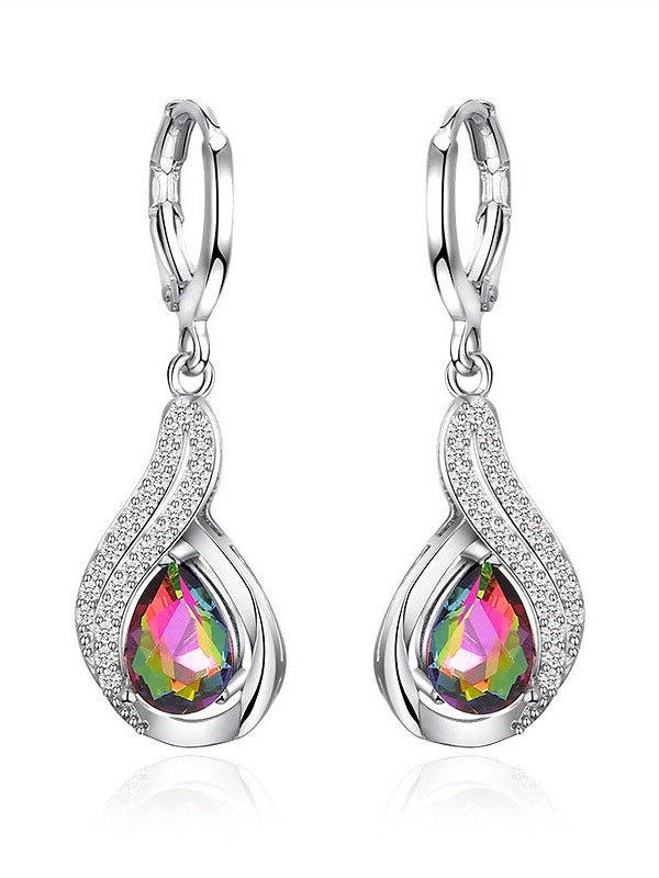 Pendientes de circonita con diseño floral en plata