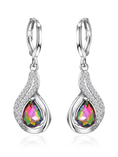 Pendientes de circonita con diseño floral en plata