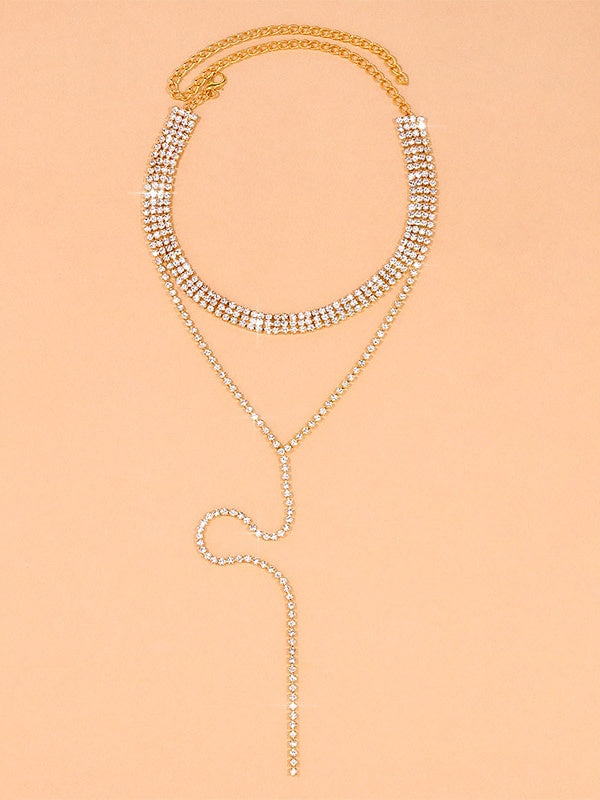 Collar geométrico moderno con piedras de imitación