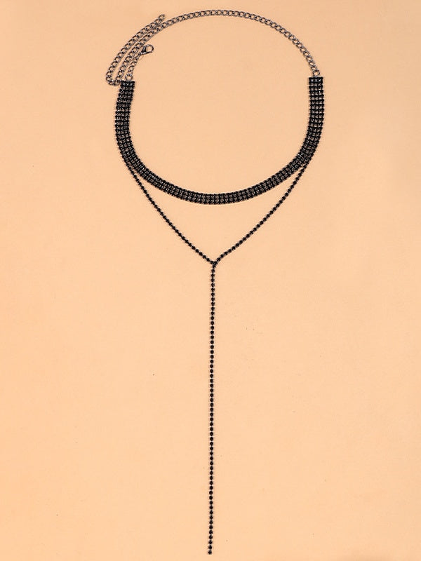 Collar geométrico moderno con piedras de imitación