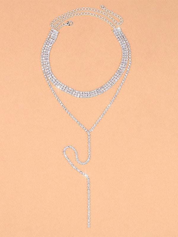 Collar geométrico moderno con piedras de imitación