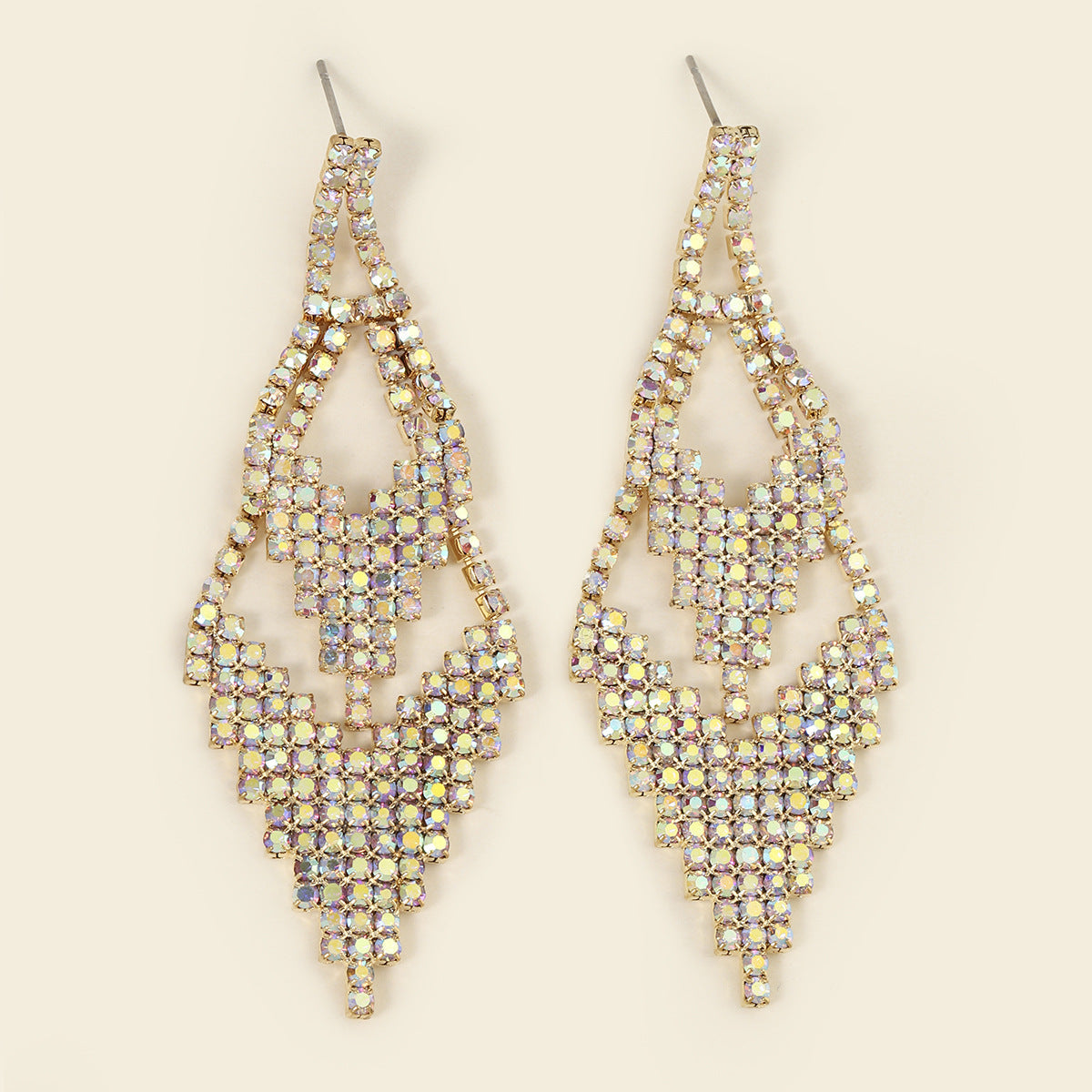 Pendientes colgantes de lujo con diamantes de imitación elegantes