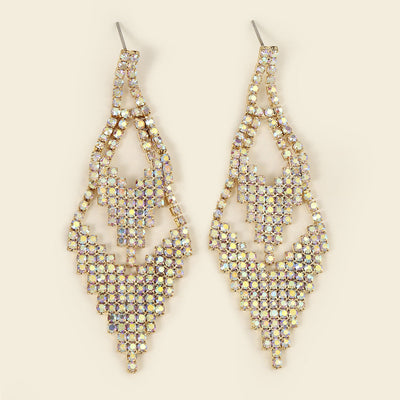 Pendientes colgantes de lujo con diamantes de imitación elegantes