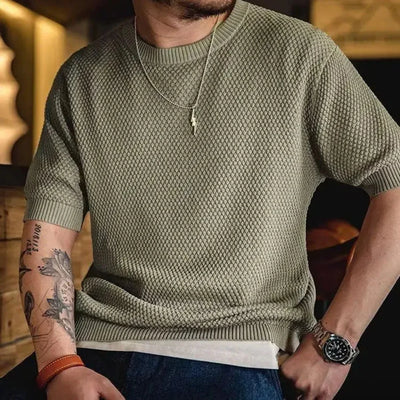 Mark Crewneck Textured Knit Tee