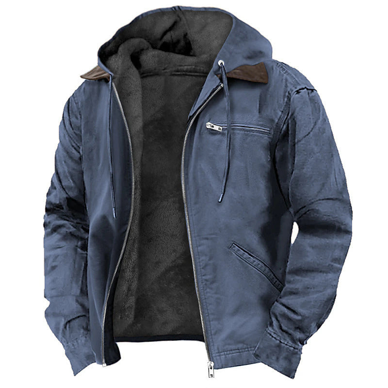 JULIAN| Chaqueta con capucha para hombre – Forro polar, prenda exterior de lona