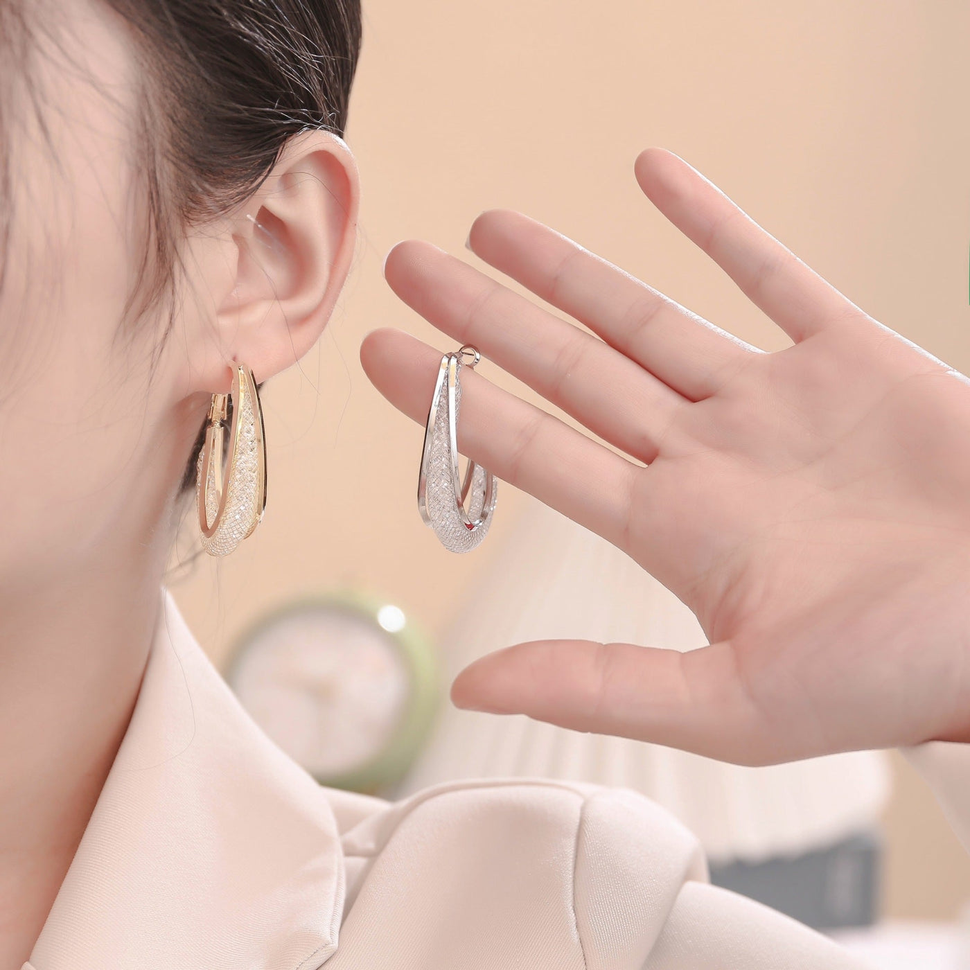 Pendientes aros trenzados de lujo – pendientes elegantes para mujer