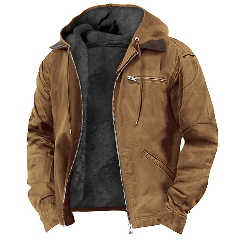 JULIAN| Chaqueta con capucha para hombre – Forro polar, prenda exterior de lona