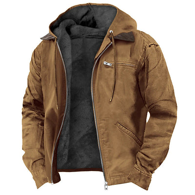 JULIAN| Chaqueta con capucha para hombre – Forro polar, prenda exterior de lona