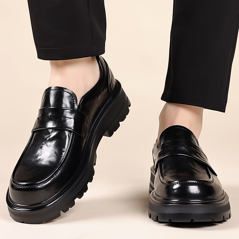 Mocasines de cuero para hombre – Sin cordones, con tiras, puntera de mocasín y suela acolchada
