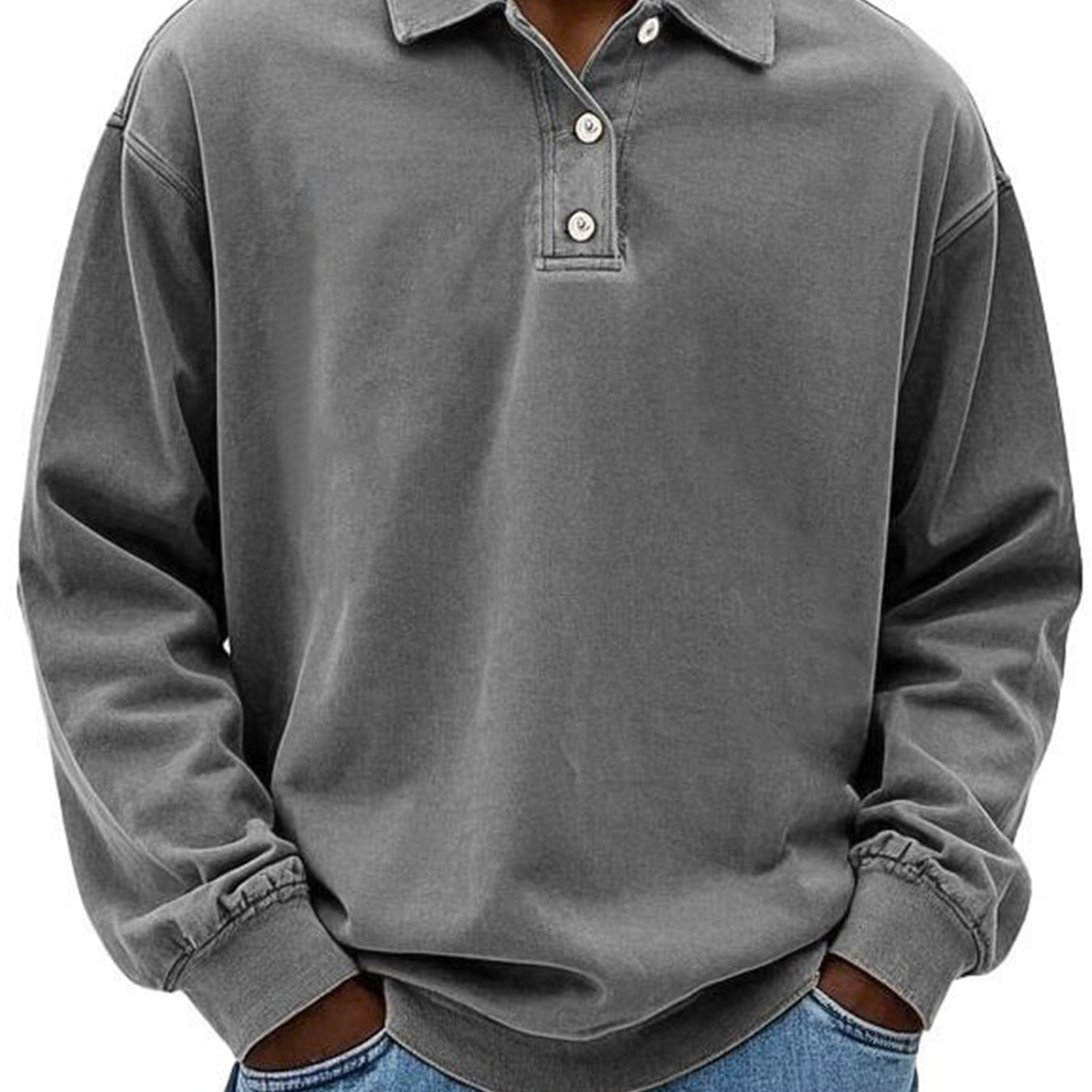MARCOS| Polo de manga larga, corte holgado, ropa informal