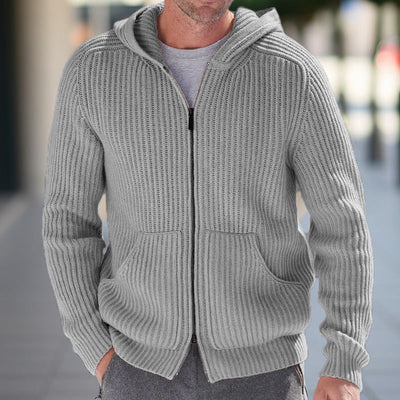 DAVID| Cárdigan de punto con capucha para hombre