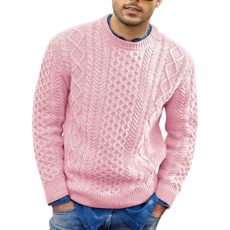 ALEX| Suéter para hombre – Mezcla de lana de punto trenzado – Ribete de canalé estilo casual