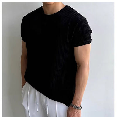 ANDRES| Camiseta de punto para hombre - Corte relajado informal - Tejido transpirable -