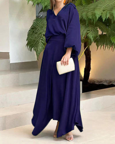 Olga - Elegante maxivestido suelto de manga larga