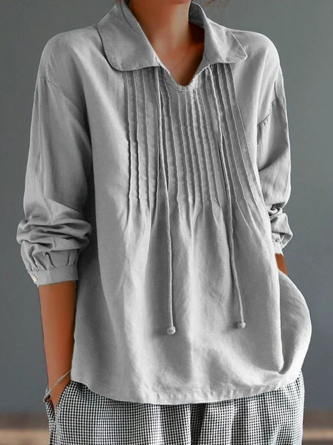 LOLA| Camisa de manga larga para mujer – Mezcla de algodón y lino – Corte relajado