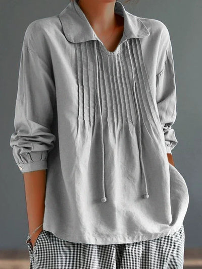 LOLA| Camisa de manga larga para mujer – Mezcla de algodón y lino – Corte relajado