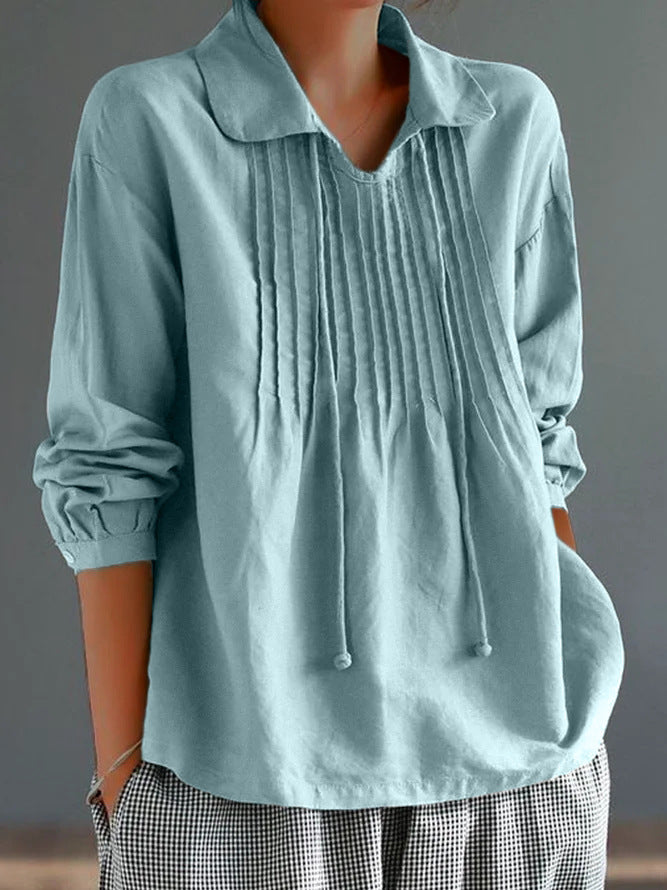 LOLA| Camisa de manga larga para mujer – Mezcla de algodón y lino – Corte relajado