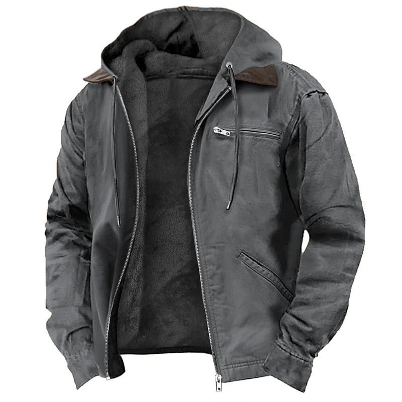 JULIAN| Chaqueta con capucha para hombre – Forro polar, prenda exterior de lona