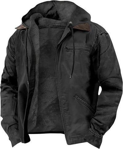 JULIAN| Chaqueta con capucha para hombre – Forro polar, prenda exterior de lona
