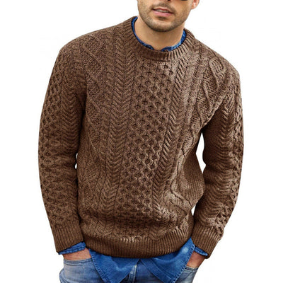ALEX| Suéter para hombre – Mezcla de lana de punto trenzado – Ribete de canalé estilo casual