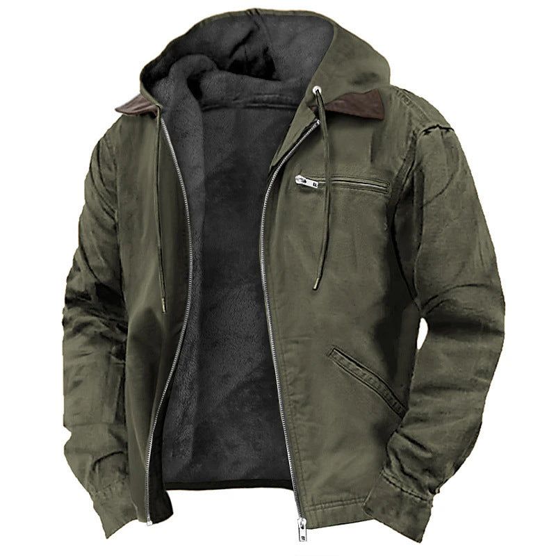 JULIAN| Chaqueta con capucha para hombre – Forro polar, prenda exterior de lona