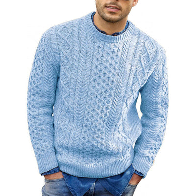 ALEX| Suéter para hombre – Mezcla de lana de punto trenzado – Ribete de canalé estilo casual