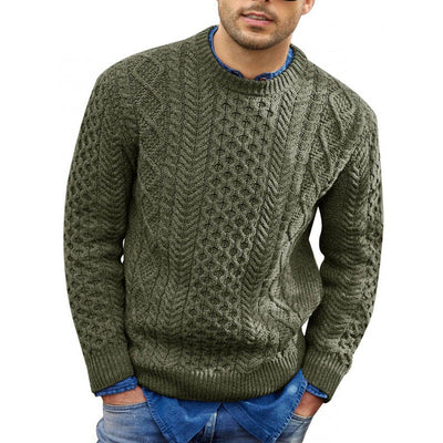 ALEX| Suéter para hombre – Mezcla de lana de punto trenzado – Ribete de canalé estilo casual