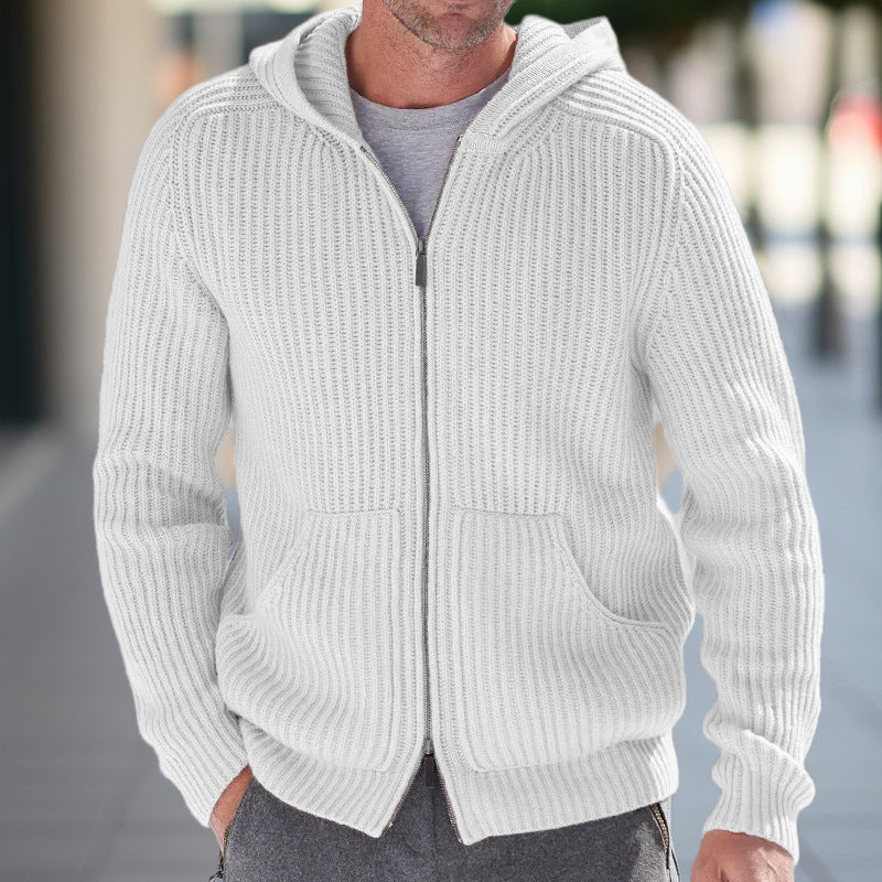 DAVID| Cárdigan de punto con capucha para hombre