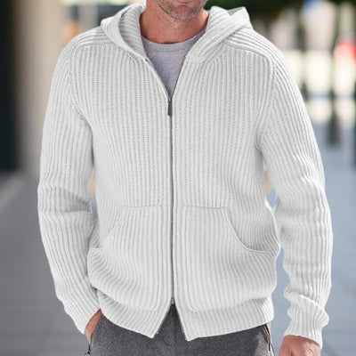 DAVID| Cárdigan de punto con capucha para hombre