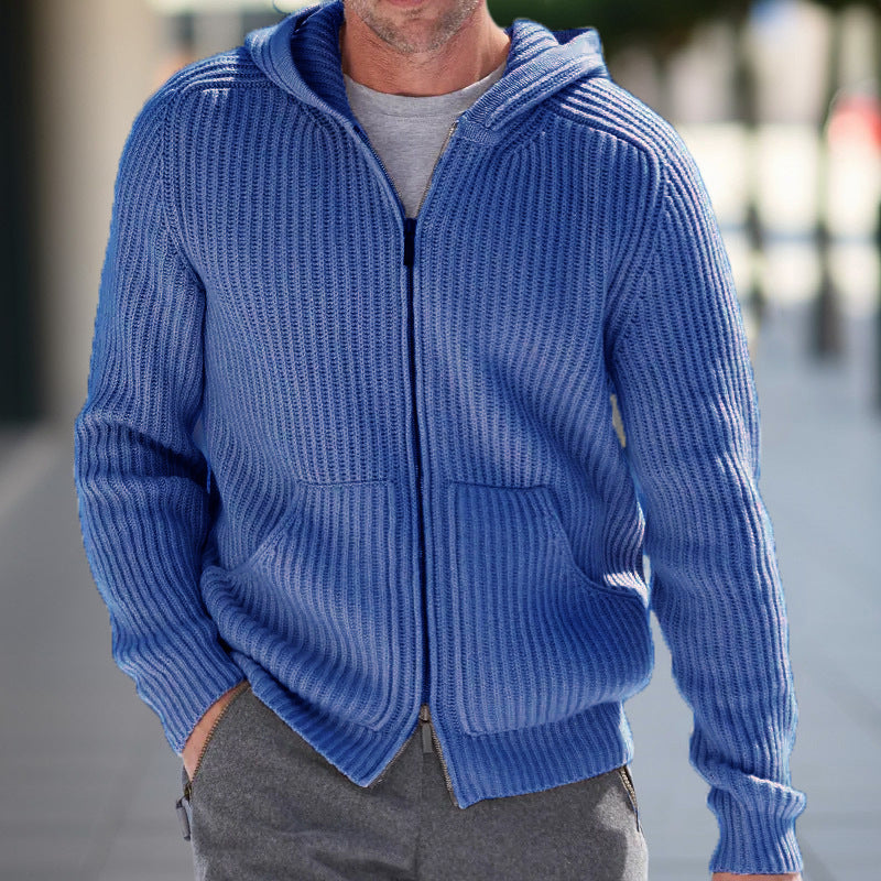 DAVID| Cárdigan de punto con capucha para hombre