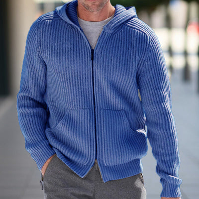 DAVID| Cárdigan de punto con capucha para hombre