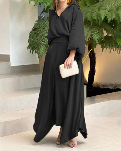Olga - Elegante maxivestido suelto de manga larga