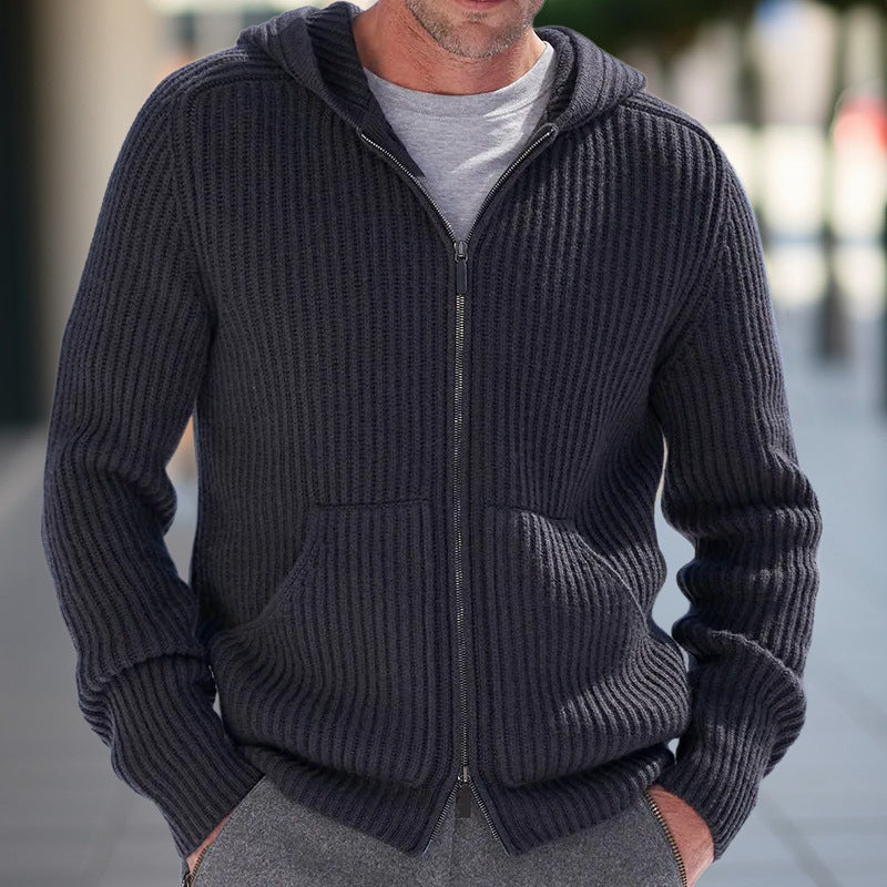 DAVID| Cárdigan de punto con capucha para hombre