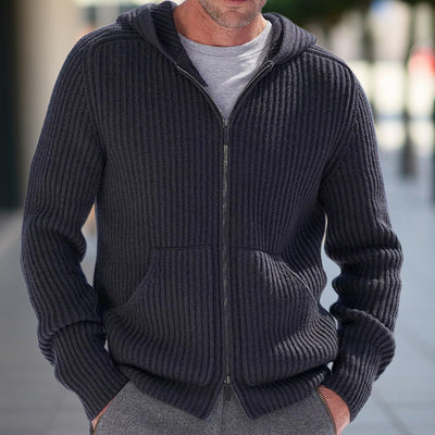 DAVID| Cárdigan de punto con capucha para hombre
