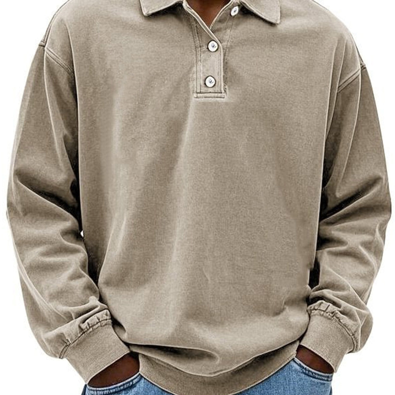MARCOS| Polo de manga larga, corte holgado, ropa informal