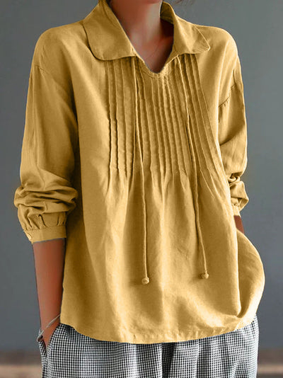 LOLA| Camisa de manga larga para mujer – Mezcla de algodón y lino – Corte relajado
