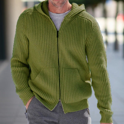 DAVID| Cárdigan de punto con capucha para hombre