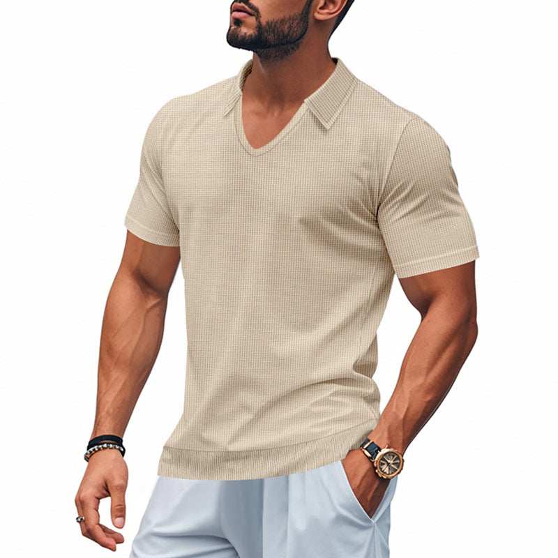 NACHO| Polo para hombre de corte holgado y cuello en V – Diseño minimalista informal