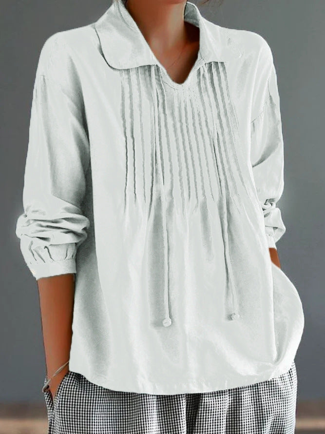 LOLA| Camisa de manga larga para mujer – Mezcla de algodón y lino – Corte relajado