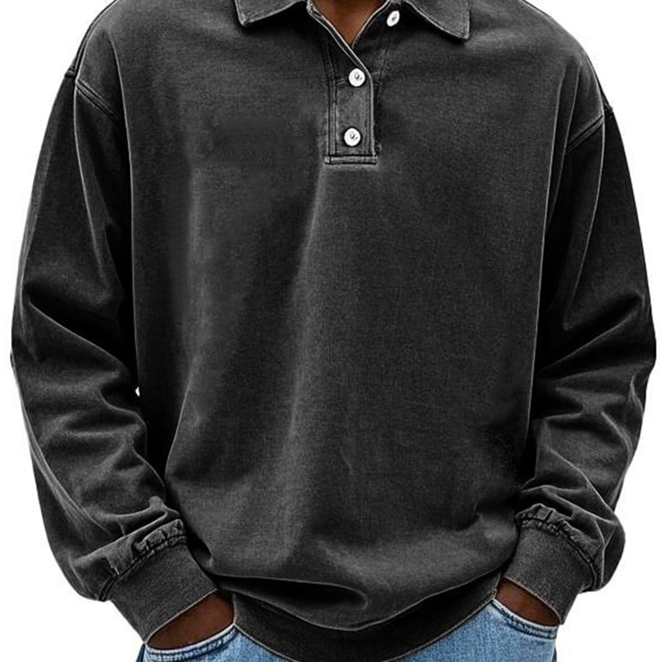 MARCOS| Polo de manga larga, corte holgado, ropa informal