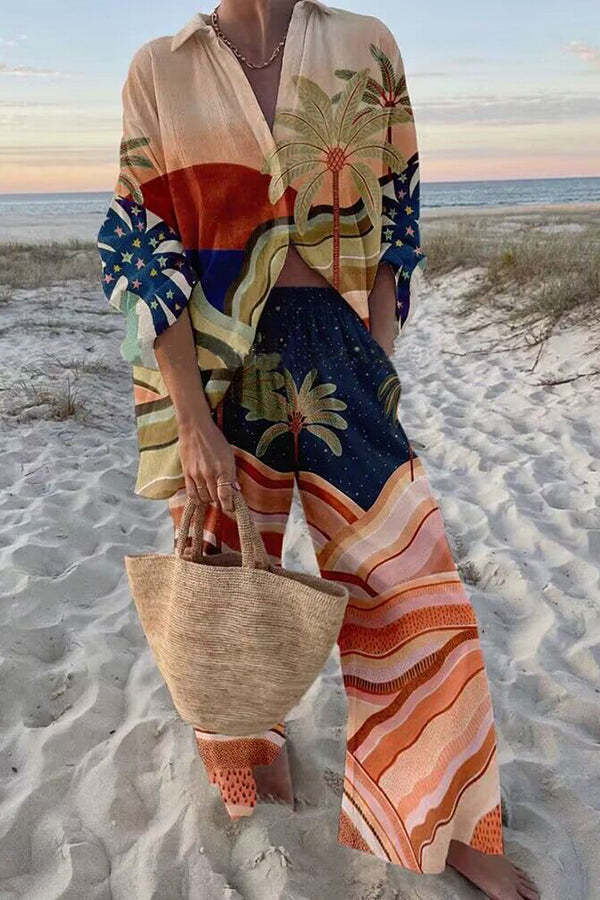 JANET | Conjunto De Lino Estampado Paradisiaco