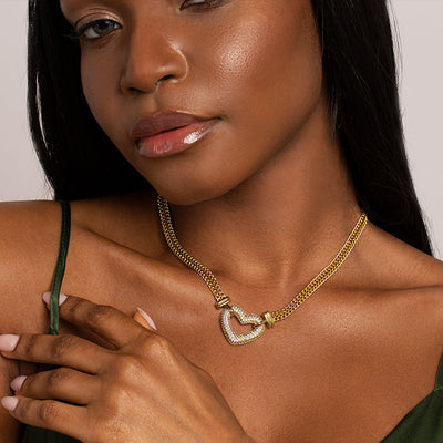 Collar de corazón para mujer – acero inoxidable oro o plata